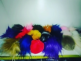 Anahtarlık yanı tilki ve tavşan tüyü ponponlar (ad.)